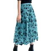 ZHAGHMIN Asymmetrical Draped Skirt Women Spring Summer Elastic High Waist Long Mesh Skirt Womens Pleated Plus Size Skirts For Women 4X-5X Trailer Skirting Rainbow Tulle Skirt High Waist Skirt Women'