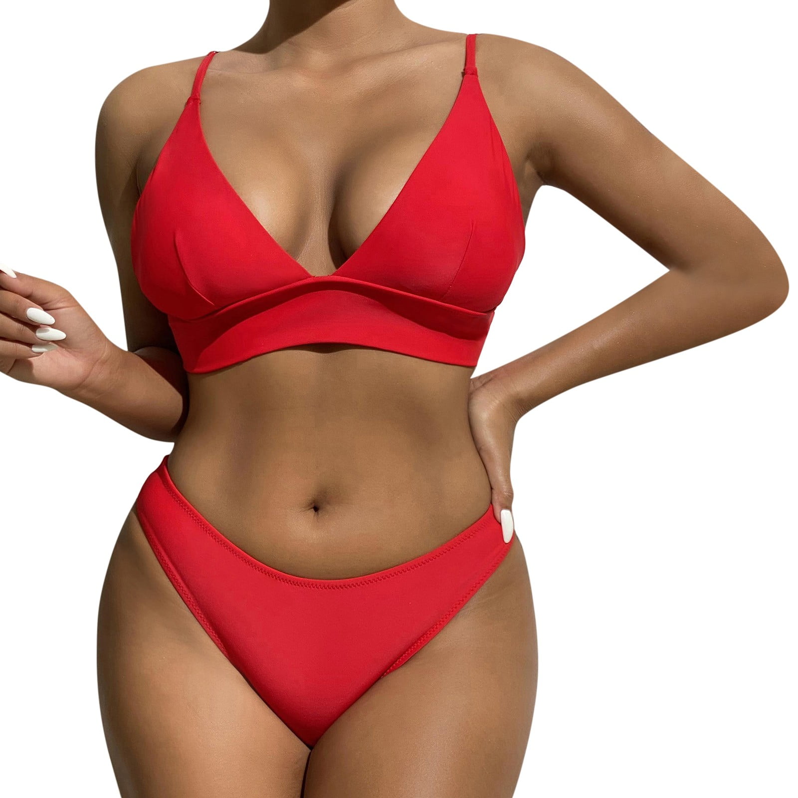 ZHAGHMIN Bikini Thong Women Swimsuit 2023 New Solid Color Sling Thin  Bikinis Set Swimwear Summer Beachwear Bathing Suit for Female GrayS