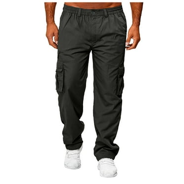 ZHAGHMIN Cargo Pants for Men Casual Cotton Lightweight Relaxed Fit Stretch Elastic Waist Work Pants with Pockets Lightweight Work Pants for Men Coffee SizeXXXL