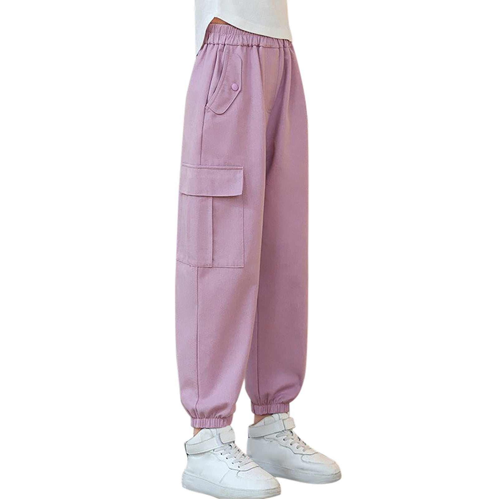 【KOOLOSET】Purple Dying Curved Cargo Pants ZHAGHMIN Casual Plus Size Cargo Sweatpants for Baby Girls