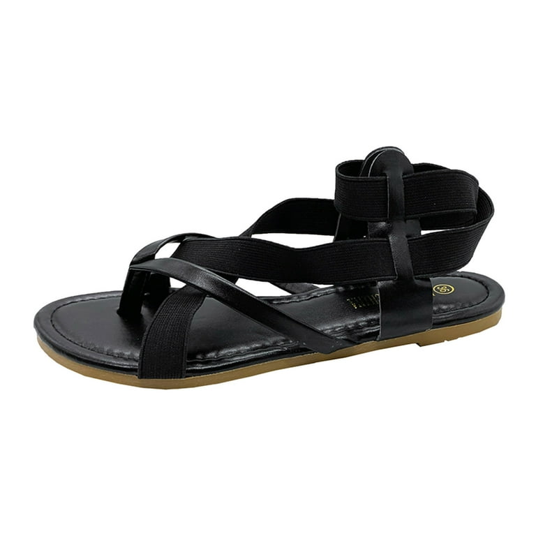 ZHAGHMIN Casual Summer Women Sandals Solid Color Pu Leather Fine Band Clip Toe Flat Sandals for Women Flip Flops Thin Strap Sandalias Black Size8