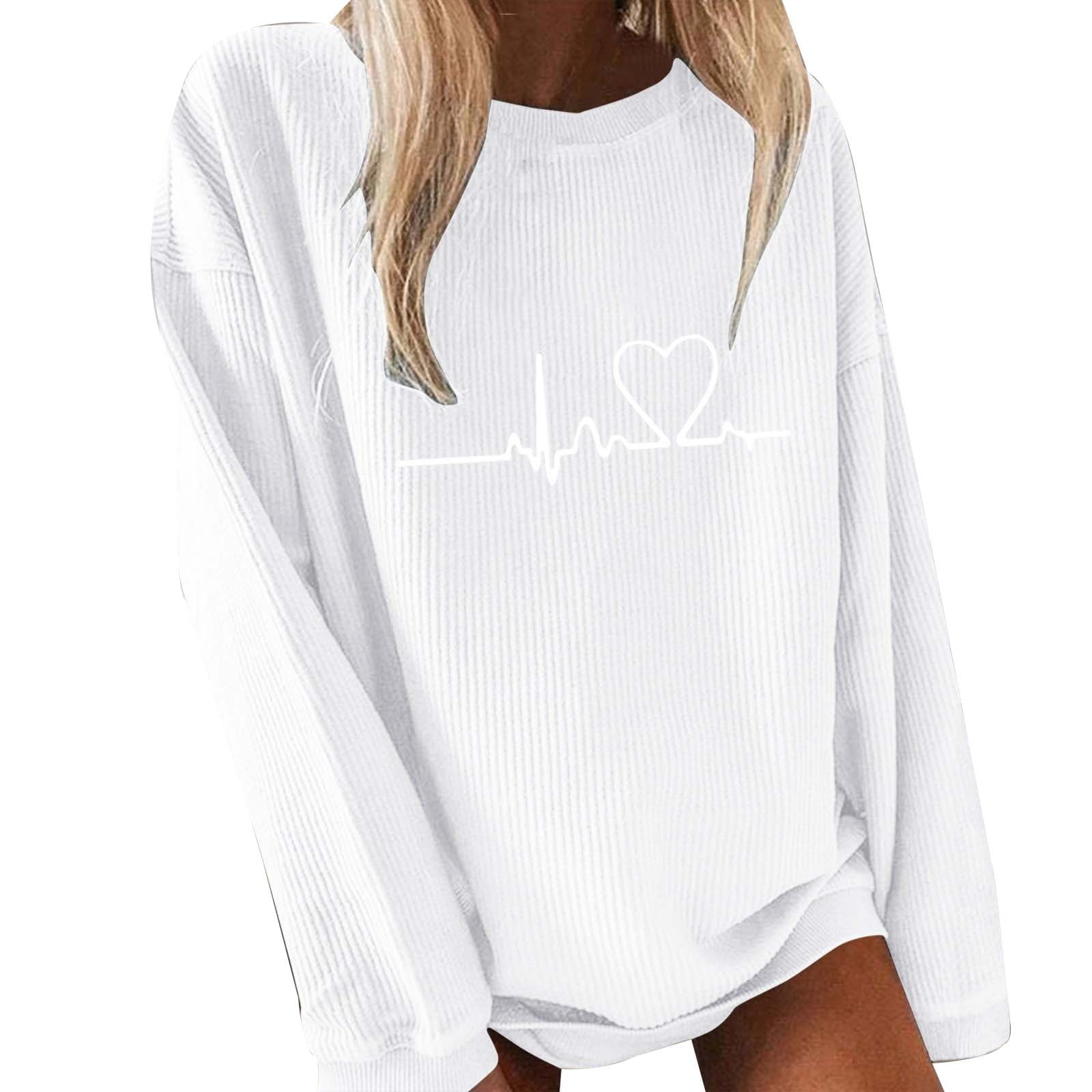 HUCHPI Sweatshirts for Women Trendy Casual Loose Fit Long Sleeve Crew Neck  Comfy Soft Cute Pullover Tunic Tops