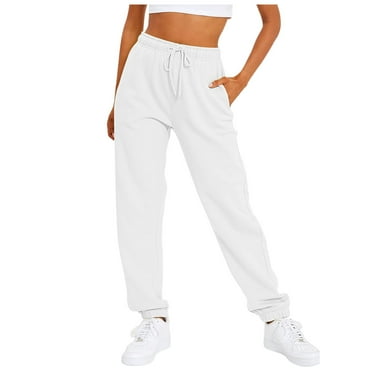 ZHAGHMIN Comfortable Women'S Casual Baggy Sweatpants Drawstring Elastic Waist Wide Leg Women Jogger Sweatpants Womens Casual Pants White SizeM