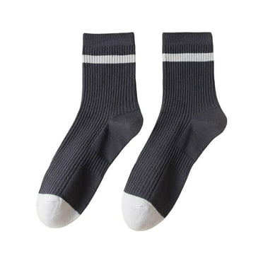 ZHAGHMIN Couple Mid Tube Thick Crew Socks Winter Women Comfortable Sweat Absorbent Solid Color Spliced ​​Cotton Socks Boot Socks Women Mid Calf Dark Gray