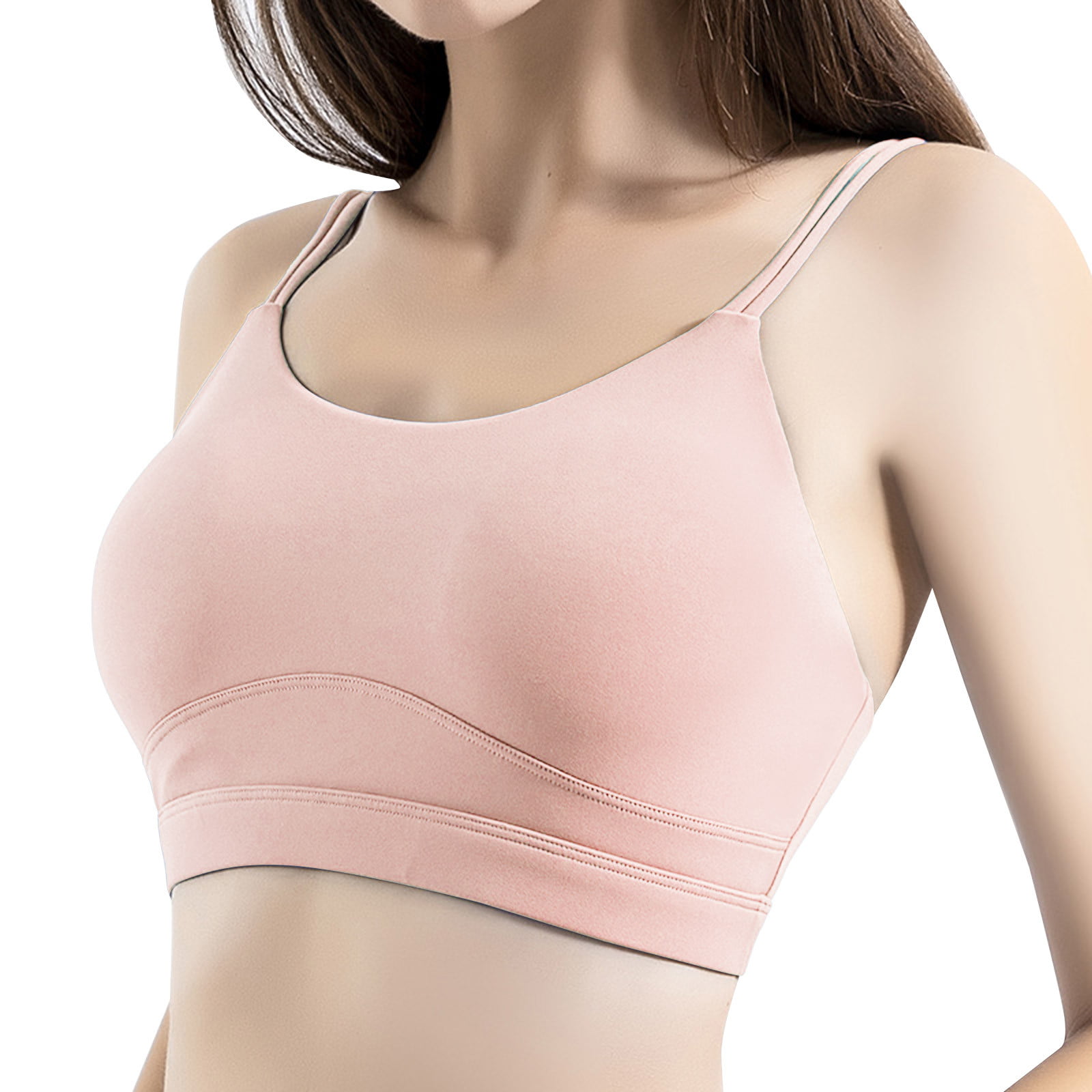 ZHAGHMIN Cute Basic Tops For Teen Girls Women Breathable Sports Bra Straps  Padded Yoga Bra Gym Running Fitness Workout Top Camisole Long Layering