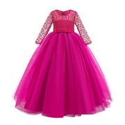 ZHAGHMIN Girls Size 14 Dresses Lace Formal Girls Princess Flower Performance Girl Child Dress Wedding Bowknot Clothes Girls Dress&Skirt Cat Dress for Girls Girls Size 5 Girls Size 10 Christmas Dress
