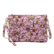 ZHAGHMIN Ladies Clutch Bags Ladies Fashion Owl Printed Canvas Tassel Zipper Envelope Bag Detachable Shoulder Strap Messenger Bag Womens Computer Bags For Clear Messenger Bag Leather Messenger Bag Fo