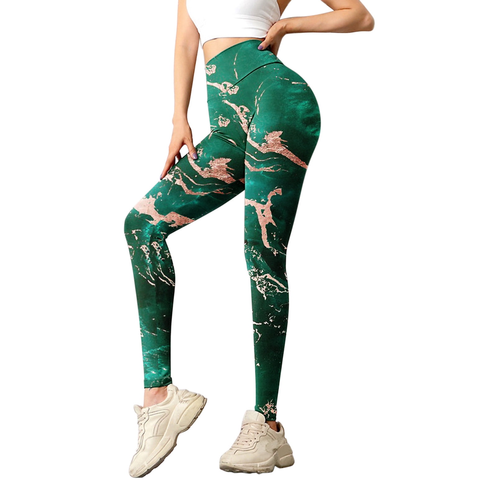 JDEFEG Big Girls Yoga Pants with Pockets Women's Leggings Stitching Leopard Print  Sports Slim Pants Yoga Pants Tangerine Brand Yoga Pants for Women Polyester  Green S 