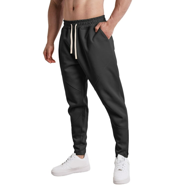 ZHAGHMIN Men S Sweatpants with Pockets Solid Color Joggers for Men Drawstring Waist Jogger Pants for Workout Running Side Zipper Bottom Black SizeXL Walmart
