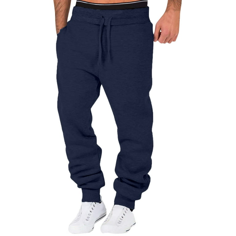 YUHAOTIN Mens Sweatpants with Pockets Big and Tall Mens Joggers Tall Men's  Rope Loosening Waist Solid Color Pocket Trousers Loose Sports Trousers 