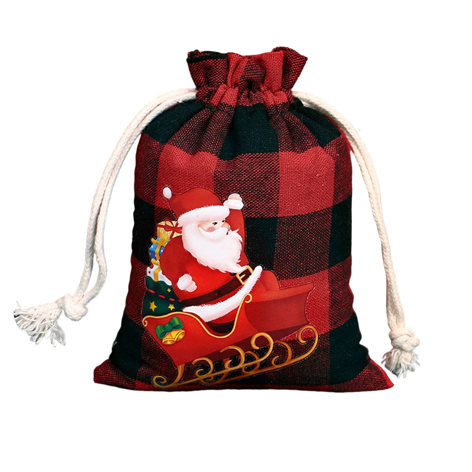 ZHAGHMIN Red Plaid Small Christmas Gifts Bag Decoration Mini Cute Santa