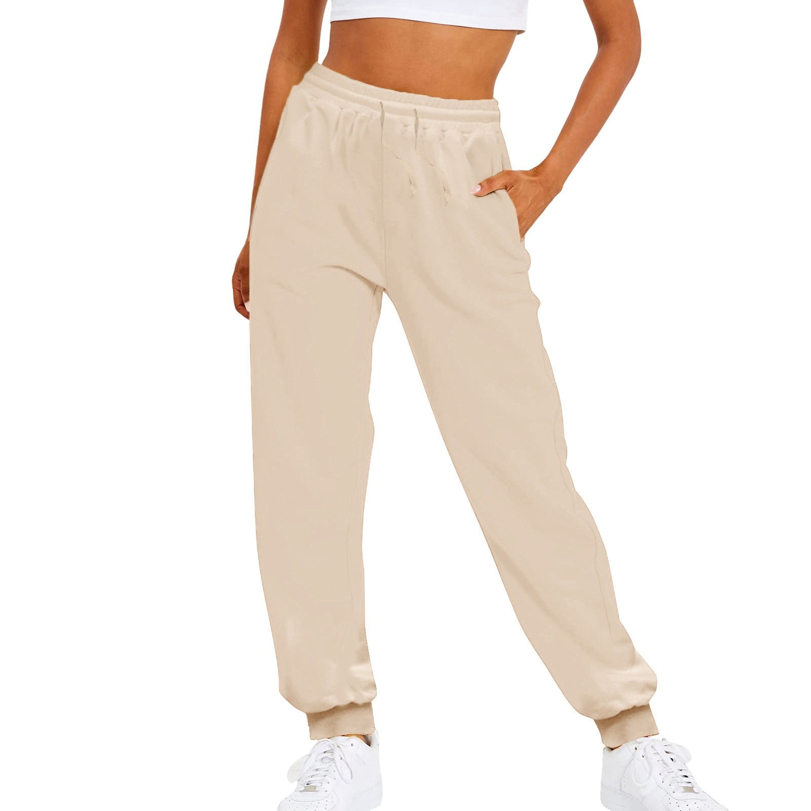 Relaxed Fit Sweatpants Beige Joggers H&m ZHAGHMIN Solid Color