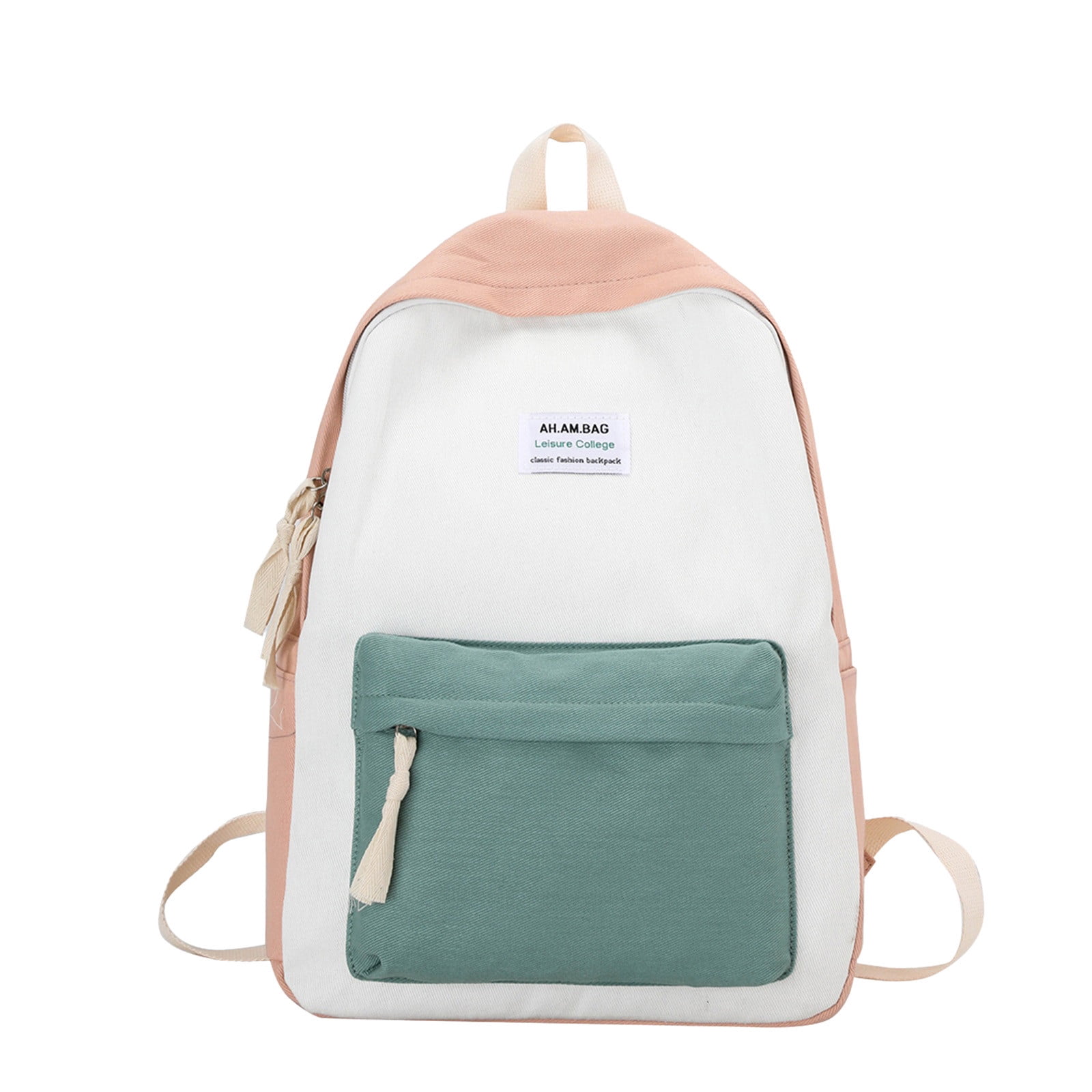 ZHAGHMIN Student Backpack Black Men And Women Adult Colorblock