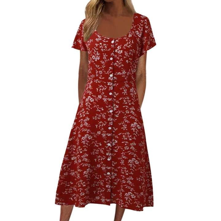 Flowy red dress short discount