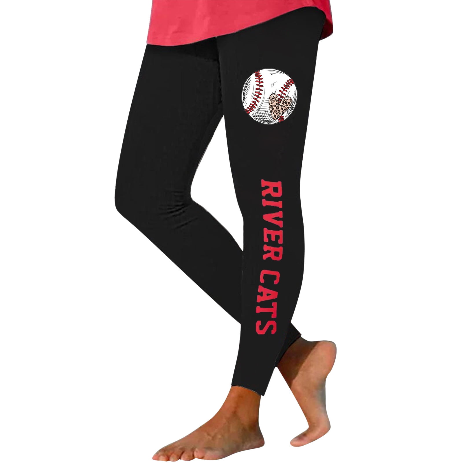 ZHAGHMIN White Flare Pants Womens Baseball Print Leggings Yoga Gym