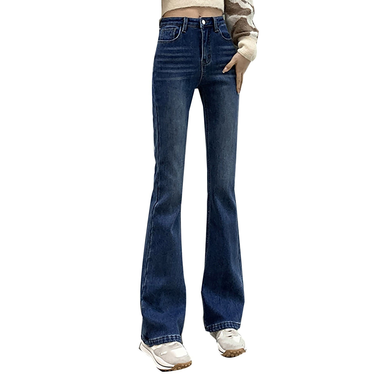 ZHAGHMIN Women'S Fashion Bootcut Jeans Solid Color Slim Fit