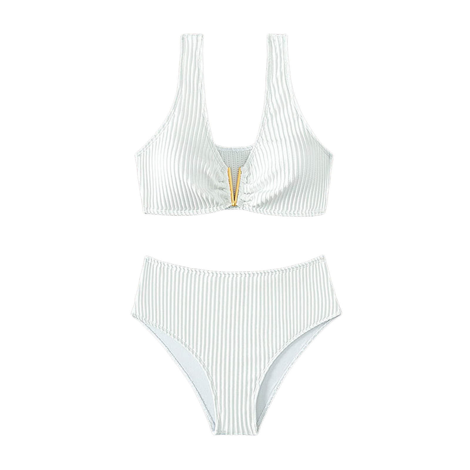 ZHAGHMIN Women'S High Cut Bikini Sets Ribbed VCut Bikinis Push Up Two