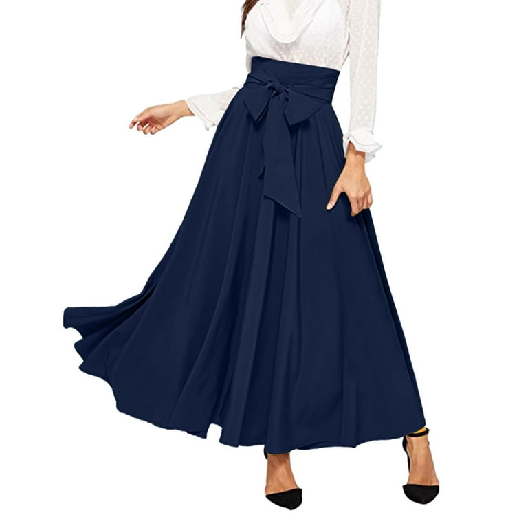 ZHAGHMIN Womens Midi Skirt Women'S Elegant High Waist Flowy ZHAGHMIN Womens Midi Skirt Women'S Elegant High Waist Flowy