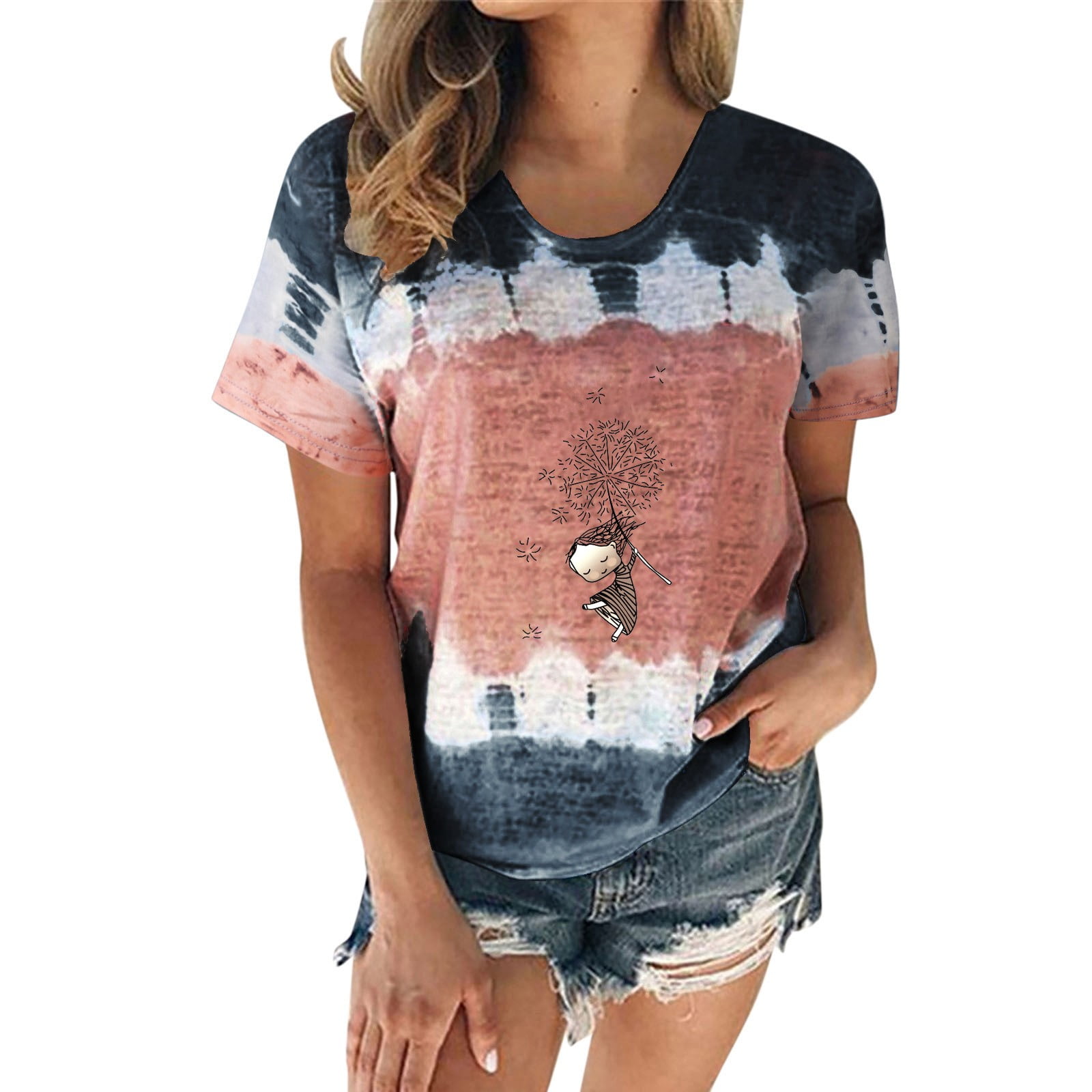ZHAGHMIN Womens T-Shirts Womens Summer Casual T Shirts V Neck Rolled ...