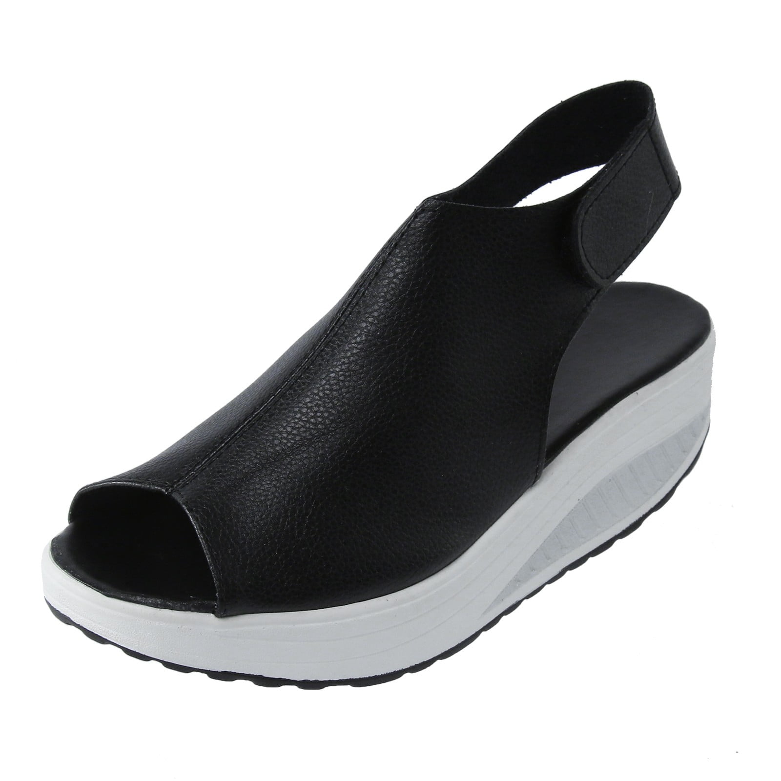 Cheap Women's Fashion Casual Solid Slip On Wedges Thick Bottom Platforms Work  Shoes | Joom