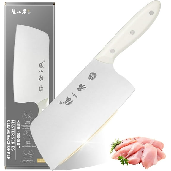 ZHANG XIAO QUAN Chinese Meat Cleaver 7.3, Heavy Duty Chopper Knife Made by 40Cr13 High Carbon Stainless Steel for Vegetable, Ultra Sharp Chef Home Kitchen Restaurant