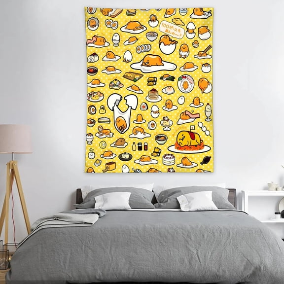 ZHANGCAIFENG Gudetama Lazy Egg -Theme Anti-pilling Tapestry Gift Wall Hanging Backdrop for Room Bedroom Girls Fans Background Banner Party Birthday Supplies Decor