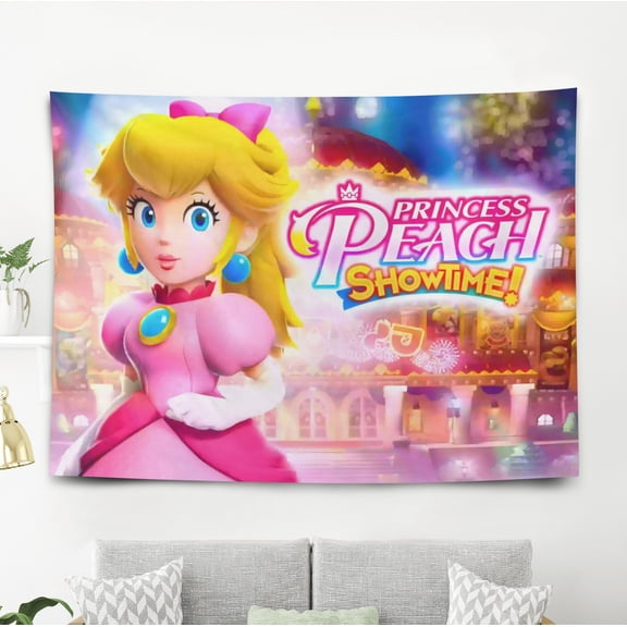 ZHANGCAIFENG Princess Peach-Theme Anti-pilling Tapestry Gift Wall Hanging Backdrop for Room Bedroom Girls Fans Background Banner Party Birthday Supplies Decor
