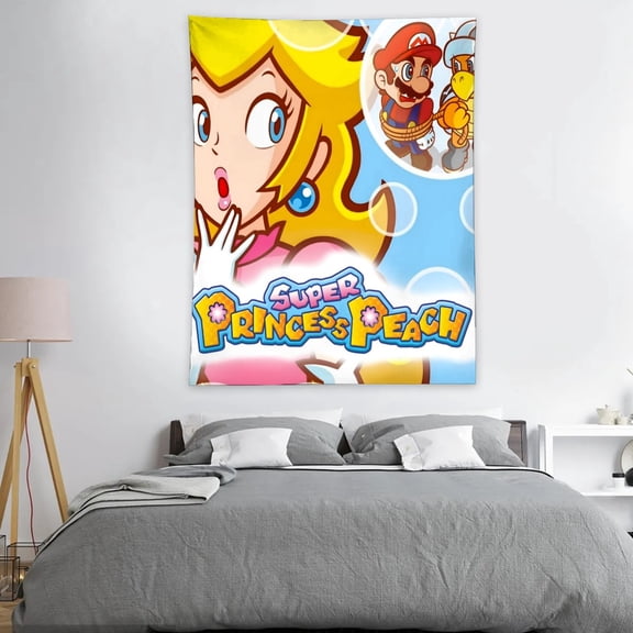 ZHANGCAIFENG Princess Peach-Theme Anti-pilling Tapestry Gift Wall Hanging Backdrop for Room Bedroom Girls Fans Background Banner Party Birthday Supplies Decor