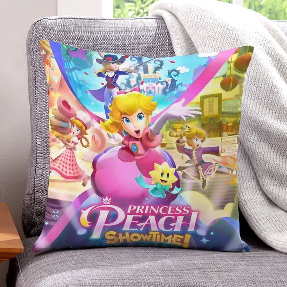ZHANGCAIFENG Princess Peach-themed plush velvet Pillow Cover Case Gifts Pillowcase Home Decorative Throw Cushion Birthday Present Fans Lover18"*18"(45cm*45cm)