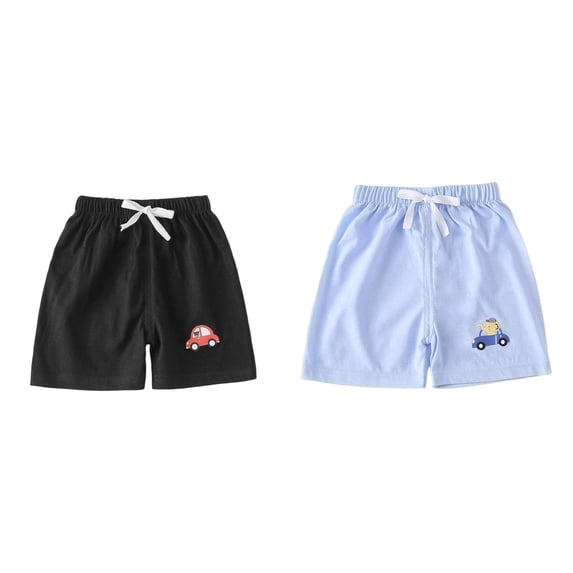 ZHANGDER 2 Pack Toddler Boy Shorts Casual Elastic Waist with Drawstring Little Kids Summer Clothes, 18M-6Y