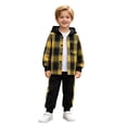 thumbnail image 1 of ZHANGDER 3T Boy Clothes Boys 2 Piece Cotton Long Sleeve Plaid Hooded Top and Elastic Waist Cargo Pants Outfit Set Comfy Play Clothes Kids, Yellow 3 Years, 1 of 9