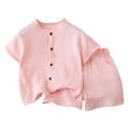 thumbnail image 1 of ZHANGDER Baby Boy Girl Outfit Casual Outfit Short Sleeve T-Shirt Tops + Shorts Set Cool Short Sets, Pink 18-24 Months, 1 of 4