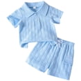 thumbnail image 1 of ZHANGDER Baby Boys Clothes Set Summer Outfits Short Sleeve T-Shirt Tops Shorts Set Cool Short Sets, Blue 12-18 Months, 1 of 8