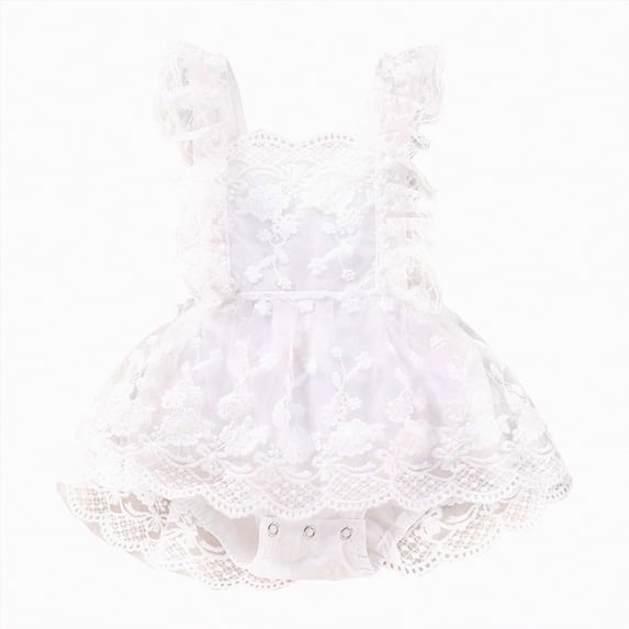 ZHANGDER Baby Girl Clothes Floral Summer Outfits Baby Girl Romper Dress Cute Baby Clothes Girl, White 3-6 Months