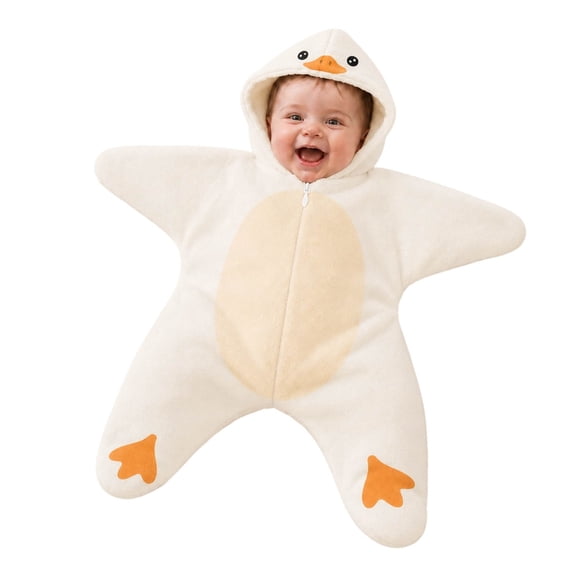 ZHANGDER Baby Starfish Onesie, Cute Little Print Fleece Jumpsuit Baby Romper Blanket