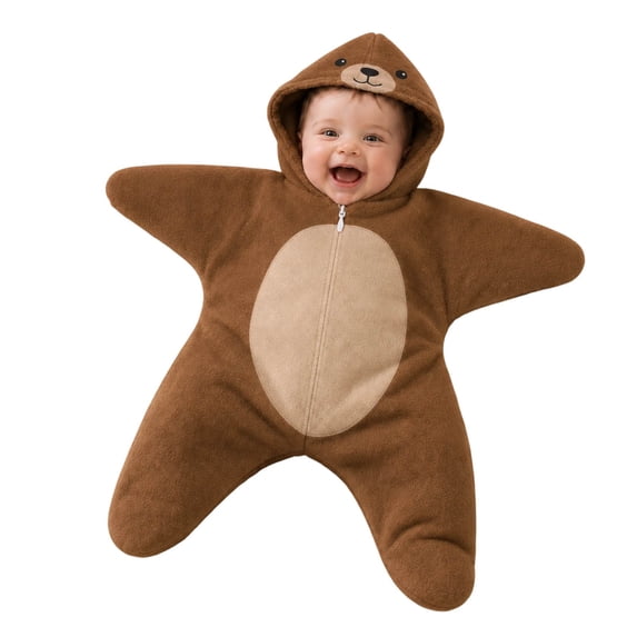 ZHANGDER Baby Starfish Onesie, Cute Little Print Fleece Jumpsuit Baby Romper Blanket