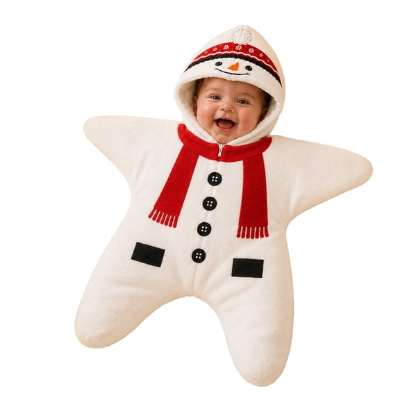 ZHANGDER Baby Starfish Onesie, Holiday Fleece Romper Infant Soft Jumpsuit Christmas Theme