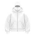 thumbnail image 1 of ZHANGDER Balaclava Hoodie Zippe, Built-In Face Mask, Full Zip Hooded Sweatshirt, White S, 1 of 3