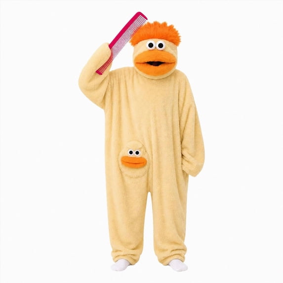 ZHANGDER Big Mouth Monster Onesie with Comb, Funny Cozy Hooded Plush Loungwear, No Shoes