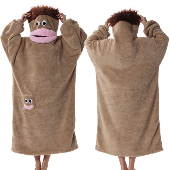 ZHANGDER Big Mouth Monster Pjs, Wearable Blanket Hoodie, Hooded Blanket for Women & Men, Soft Plush Loungewear, One Size Fits All 9 Colors