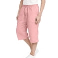 thumbnail image 1 of ZHANGDER Boys 3/4 Linen Capri Pants Drawstring Elastic Waist Straight Leg Beach Shorts Pockets, Pink 12-13 Years, 1 of 6