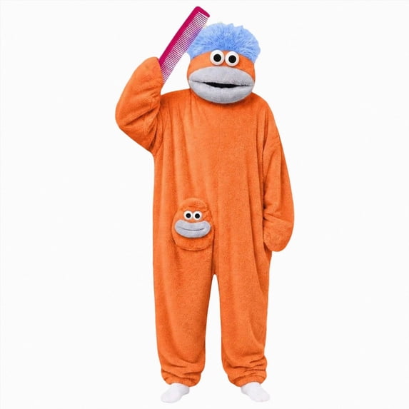 ZHANGDER Funny Big Mouth Monster Onesie, Oversized Fleece Hooded One Piece with Comb, 2-10 Years