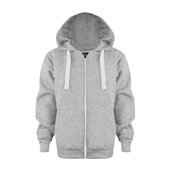 ZHANGDER Girls Full Zip Hoodie Sweatshirt Oversized Hooded Jacket with Drawstring and Pocket, Light Gray 6-7 Years