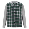 thumbnail image 1 of ZHANGDER Hoodies for Men Flannel Hoodie Shirts Casual Button Down Plaid Shirt with Pocket, Z-Green XXXL, 1 of 5