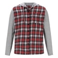 thumbnail image 1 of ZHANGDER Hoodies for Men Flannel Hoodie Shirts Casual Button Down Plaid Shirt with Pocket, Z-Red XXXL, 1 of 5