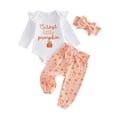 thumbnail image 1 of ZHANGDER Infant Girl Long Sleeve Crew Neck Romper with & All-Over Dot Print Pants Baby Clothes for Girls, Orange 3-6 Months, 1 of 4