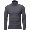 thumbnail image 1 of ZHANGDER Mens Basic Long Sleeve Turtleneck Shirt Slim Fit Lightweight Knitted Undershirt, Dark Gray XL, 1 of 1