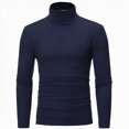 thumbnail image 1 of ZHANGDER Mens Casual Basic Turtleneck Long Sleeve Shirt Slim Fit Lightweight Pullover Top, Navy XXL, 1 of 1