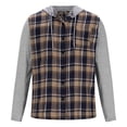 thumbnail image 1 of ZHANGDER Mens Hoodies Flannel Hooded Jacket Casual Button Down Plaid Shirt Long Sleeve Hooded with Pocket, Z-Navy XL, 1 of 5