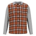 thumbnail image 1 of ZHANGDER Mens Hoodies Flannel Hoodie Shirts Casual Button Down Plaid Shirt with Pocket, Z-Orange XXL, 1 of 5
